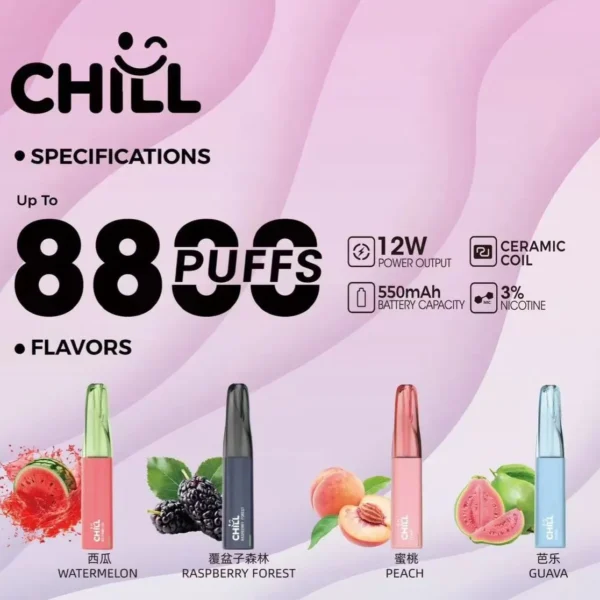【新品上市】CHILL 抛棄式電子煙-8800口 | 買10送一